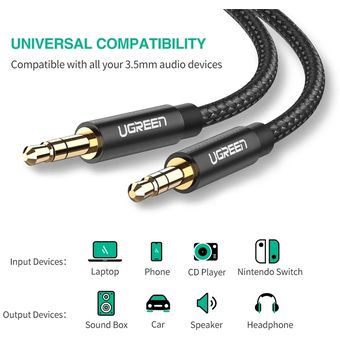 Cable Auxiliar Audio Jack 3,5mm Macho A Macho Ugreen AV112 - UGREEN COLOMBIA