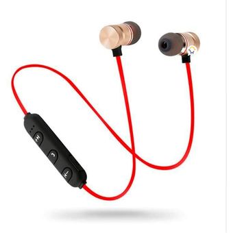 Auriculares Bluetooth Deportivos Recargables Usb Manos Libre Color Rojo