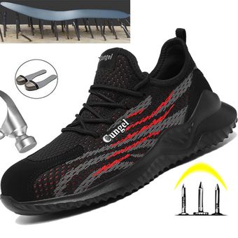 calzado protector de trabajo de malla transpirables a prueba de perforaciones para hombres y mujeres Zapatos de seguridad con punta de acero para uso Industrial y construcción de verano 