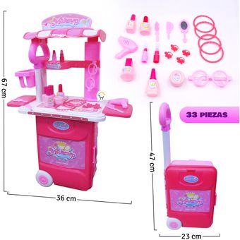 Set Tocador Didáctico Maquillaje 2 en 1 Cofre Maleta Infantil