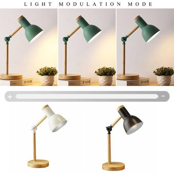 Creativa nórdica de madera del arte del hierro LED plegable simple Escritorio Protección de los ojos de la lámpara 