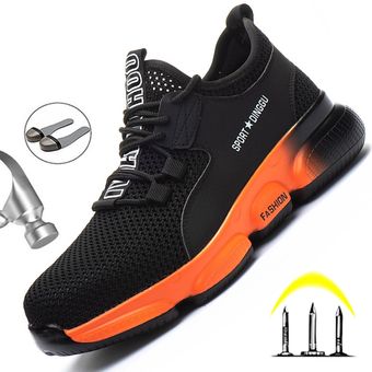 botas de seguridad ligeras, Botas de trabajo a la moda para hombre zapatos de seguridad con punta de acero a prueba de perforaciones 