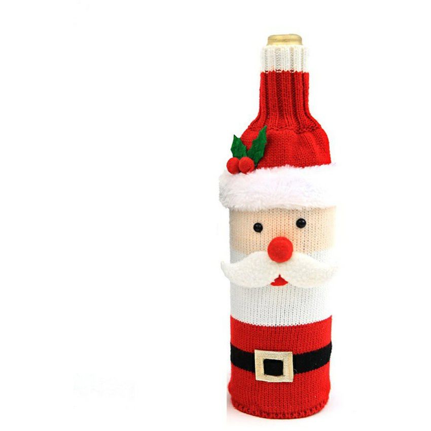 Cubierta de botella de vino Decoración navideña creativa Bolsa de botella de vino de lana de punto