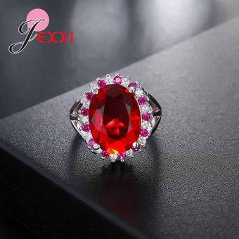 Anillo De Banquete De Corte Ovalado Grande Zirconia Cúbica S 
