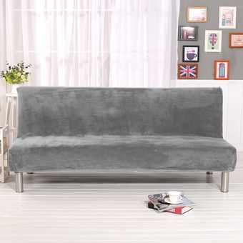 Tamaño Universal de la felpa del sofá cama cubierta sin brazo plegable del asiento de la cubierta del estiramiento #Navy 