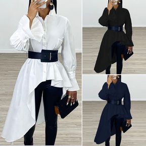 ZANZEA algodón de las mujeres del verano remata la camisa de las señoras de Elegent Llanura flojos 34 blusa de la manga Tee Negro 