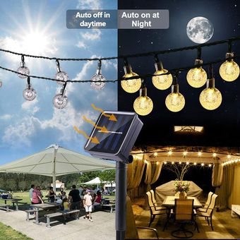 ATION 203050100 Luz de cadena solar de bola de cristal impermeable 