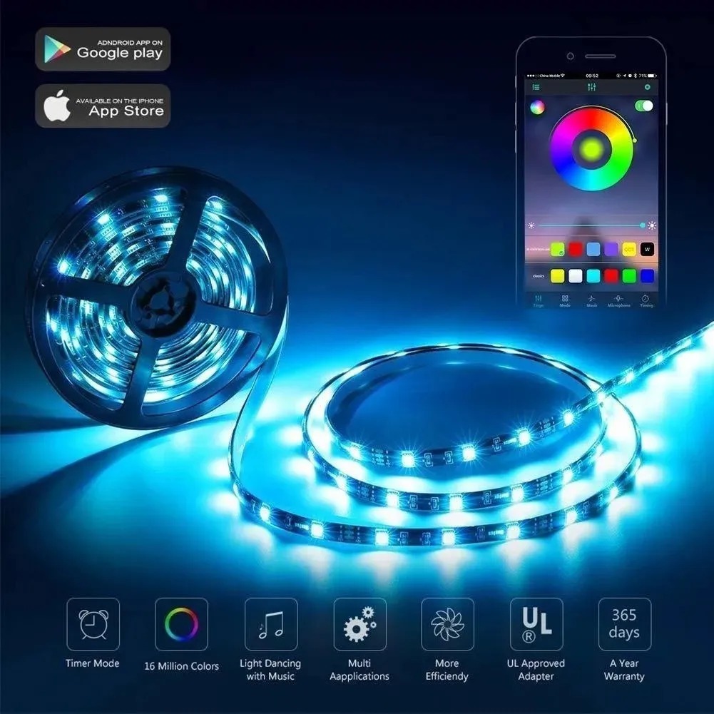 Tira Led Wifi 2m Luz Led Multicolor Control Por App Alexa Google Marca