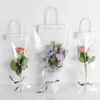 Bolsa de mano portátil transparente de PVC para fiesta en casa flor 