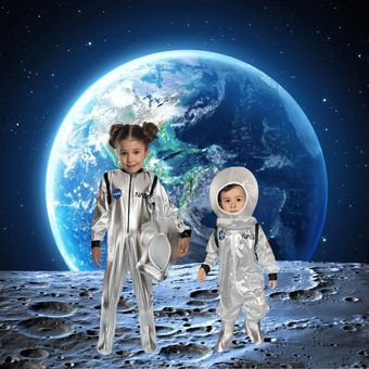 Traje De Astronauta Niño Bebe Disfraz Espacial Con Casco