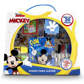 Mini libreta diario para niños Mickey mouse Disney con plumones
