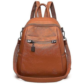 Women's casual wild travel backpack Brown 