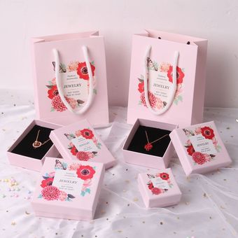 Cajas de Regalo de joyería con estampado cuadrado para mujer caja d 