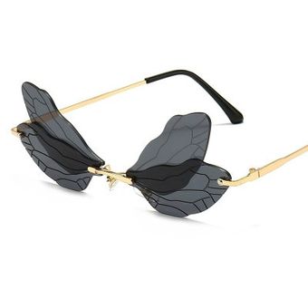 Crsd gafas de sol de dos alas sin marco retro punkmujer 