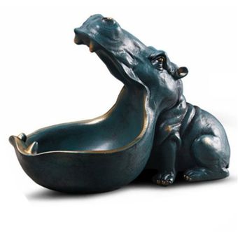 Resina Hippo Estatua muñeca clave caramelo contenedor de tablas decoración de los accesorios 