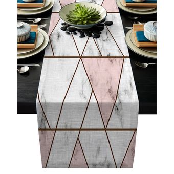 Caminos de mesa modernos triangulares rosados con textura de mármol 