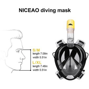 Niceao Soft Fácil Respiración Sin fugas anti-empuezging Máscara de snorkel de cara completa 
