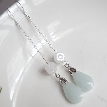 Pendientes De Gotas De Agua Redondas De Esmeralda Natural De 