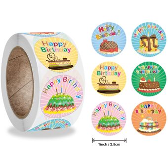 500 Uds pegatinas de feliz cumpleaños paquete para regalos de fiestas sello eti 