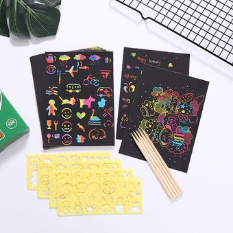 niño DuangDuang 50Pcs Scratch Rainbow Art Paper Set para niños niñas 