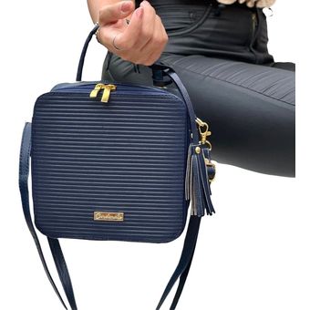 BJ HOGAR Cartera Mujer Elegante Eco Cuero Azul Oscuro