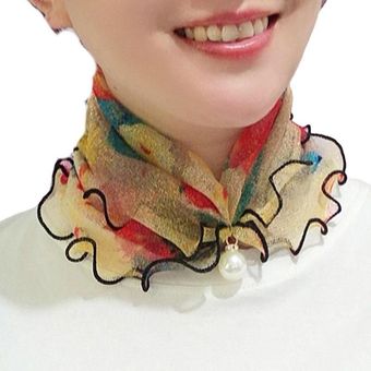 Perla Hoja De Loto Brillante Bufanda De Oro Collar Mujer H 