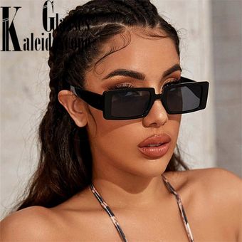Gafas de sol rectangulares para mujer diseño de femeninos con anteojos de sol montura gruesa negr 