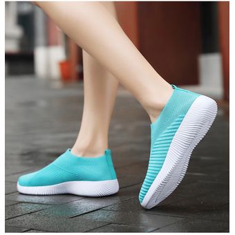 Zapatos casuales deportivos planos de moda para mujer-Azul claro 
