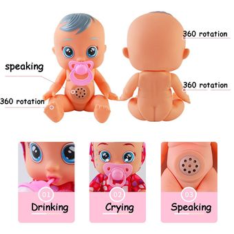 10 Inch Electric Tearing Dolls Animal Unicorn Baby Toy Full Silicone Reborn Baby Doll Drinking Surp 
