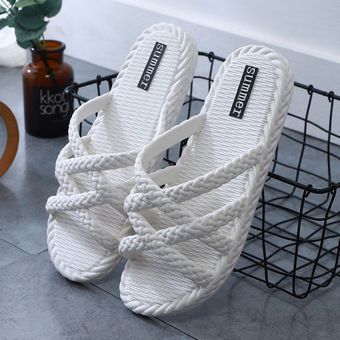 zapatillas antideslizantes Edición Coreana de verano para interiores-Blanco 