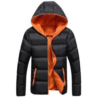 #Black-Orange Moda onda con capucha Parka chaqueta de invierno hombres ropa bolsillos Abrigo Hombre calidad luz invierno Abrigo hombres caliente Tops abrigos XYX 