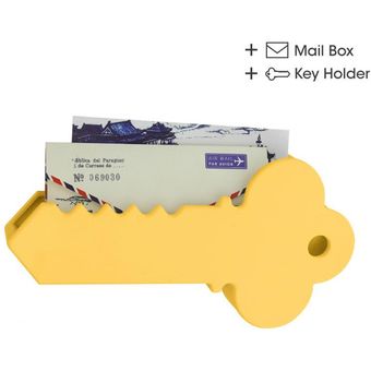 Forma de la llave magnética Caja de almacenamiento de correo clave Tarjetas de felicitación Sobre porta Organizador-Yellow 