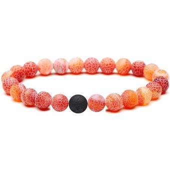 18 Pulseras Fósiles De Viento Natural 8mm Lava Negra Roca 