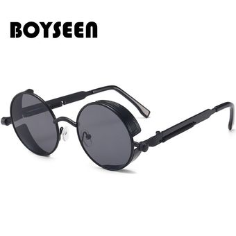 Boyseen Punk Sunglasses Retro Metal Round Thick Frame Spring 