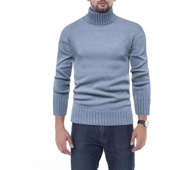 Suéter de punto de cuello alto de invierno cálido casual para hombre 