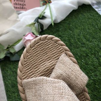 Zapatos de lino que tejen sandalias de cruz elástica para sandalias 