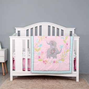 Parachoques de cama de bebé con estampado colorido cuna para niños de algodón suave Almohadillas protectoras para cama con patrón de animales de dibujos animados 4 Uds. cubierta de riel 