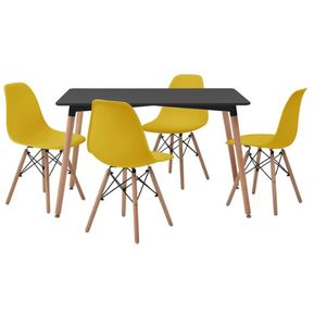 Comedor Munich/Oslo con 4 sillas Color Negro y Amarillo TU GOW