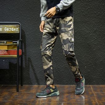 Multi-Bolsillo Harlan herramientas hombres jogger camuflaje de la calle de carga pantalones casuales ropa informal suelta de moda Pantalones de hip hop para hombre CUI #k9025 Khaki 