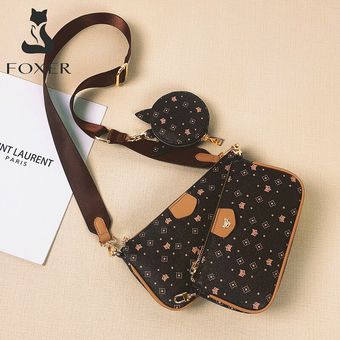 bandolera 3 en 1 con diseño de moda #9140001F1B de cuero de PVC monedero extraíble Bolso cruzado con monograma para mujer 