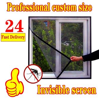 Moustiquaire intégrée pour fenêtre,moustiquaire d'été en tulle réglable,invisible,amovible,en fibre de verre,écran personnalisé lavable #W150cm x H150cm 