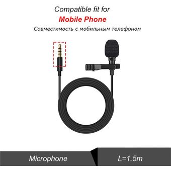 Micrófono mini Lavalier de 3,5 mm Micrófono de solapa de clip de metal 