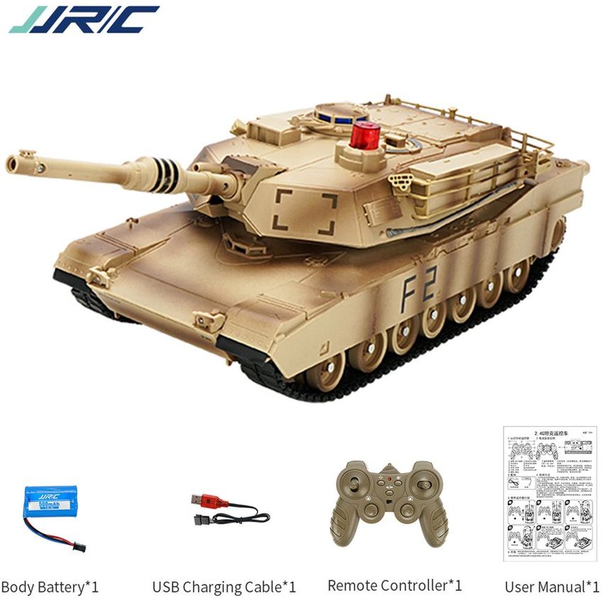 JJR / C Q90 1/30 Control remoto Tanque de batalla militar Tanque completo de funciones completas RC coche