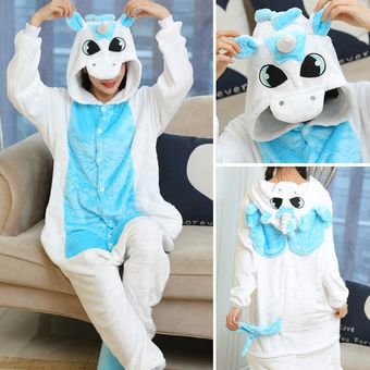 Children's Pajamas For Boys Girls Unicorn Pajamas Flannel Kids Stitch Pijamas Suit Animal Sleepwear Winter Cat s Homewear-Blue Unicorn 