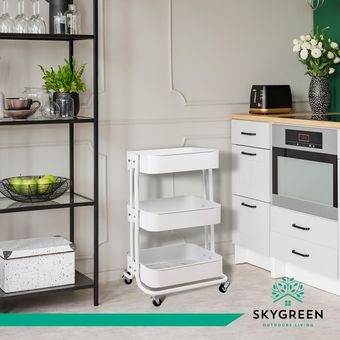 Carrito de cocina de 3 niveles con ruedas, carrito de almacenamiento  auxiliar organizador con tablero de mesa multifuncional, fácil de mover  para