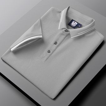 Nueva camiseta de manga corta para hombre gris M-5XL polo de solapa de negocios de alta calidad 