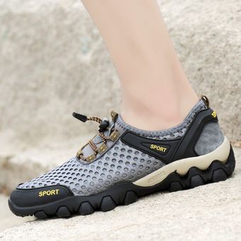 Big Sze Zapatos de senderismo al aire libre para hombre Zapatos de vadeo antideslizantes de alta calidad Gris 