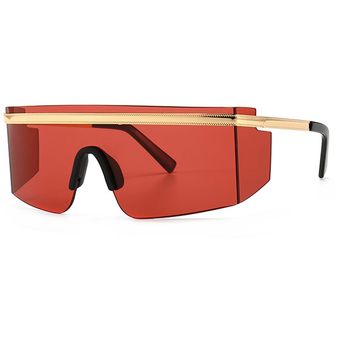 gafas de sol grandes de una pieza gafas de sol sin marco de metal par（#gold with red） Peekaboo 