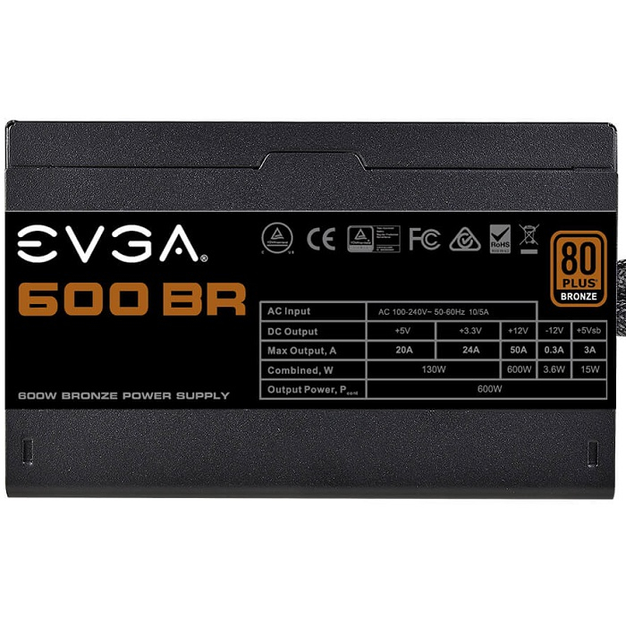 Fuente De Poder EVGA 600 BR 600W 80 PLUS Bronze 100-BR-0600-K1