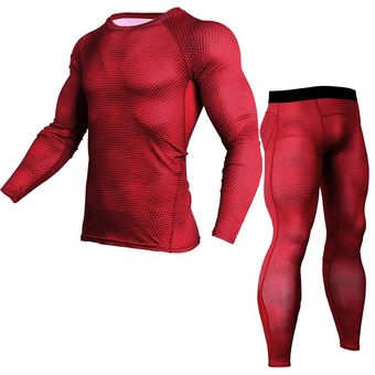 Conjunto de para hombre traje deportivo chándal de entrenamiento de Fitness camisas de manga larga kit rashgard medias para correr novedad de 